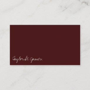 Handwritten Signature Vintage Custom Burgundy Business Card