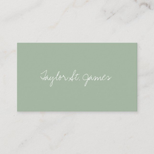 Handwritten Signature Vintage Light Green Business Card (Front)