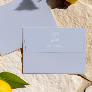 Handwritten Simple Minimalist Blue Wedding Envelope