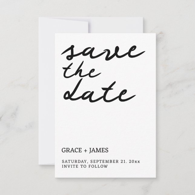 Handwritten Simple Minimalist Typography Wedding Save The Date (Front)