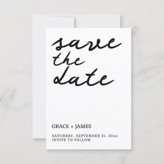 Handwritten Simple Minimalist Typography Wedding Save The Date