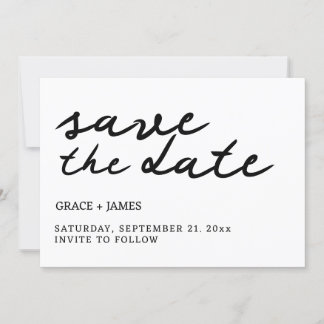 Handwritten Simple Minimalist Typography Wedding Save The Date