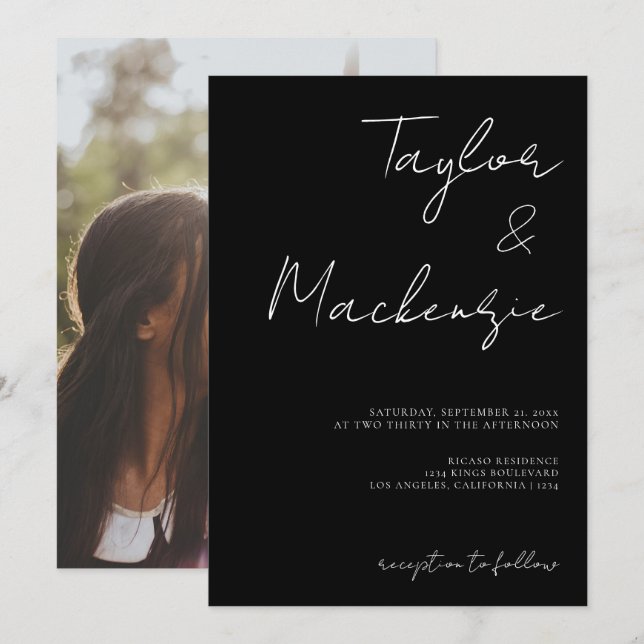 Handwritten Simple Minimalist Wedding Invitation (Front/Back)