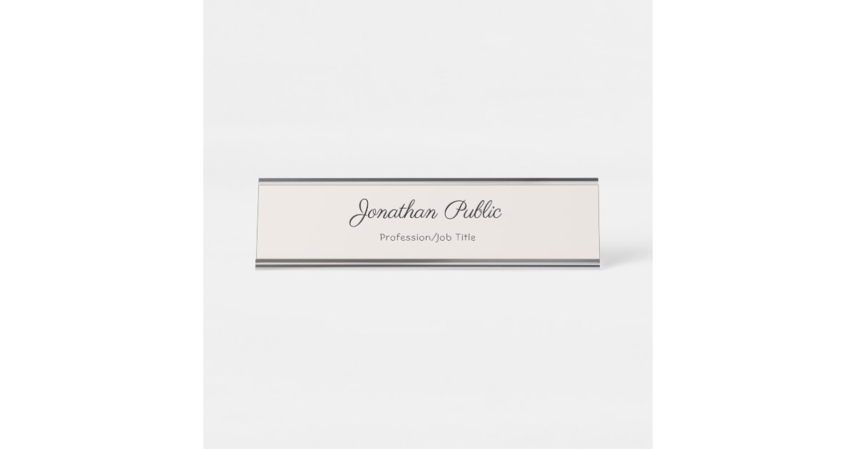 Handwritten Simple Professional Elegant Template Desk Name Plate | Zazzle