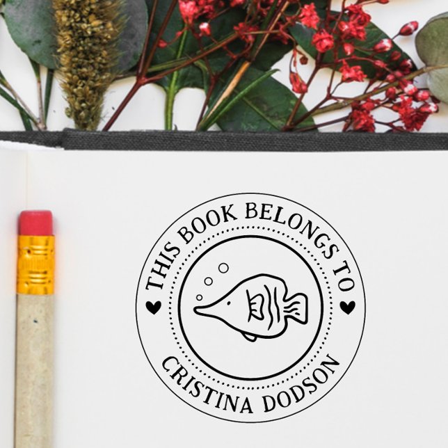 Handwritten Simple Tropical Fish Custom Book Self-inking Stamp (Creator Uploaded)