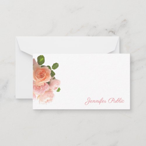 Handwritten Stylish Watercolor Roses Pastel Colors Note Card