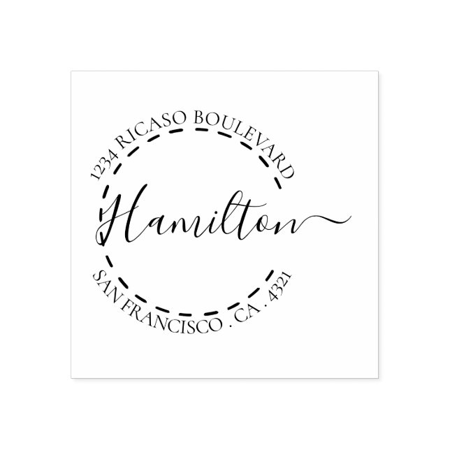 Handwritten Surname Circular Address Personalized Rubber Stamp (Imprint)