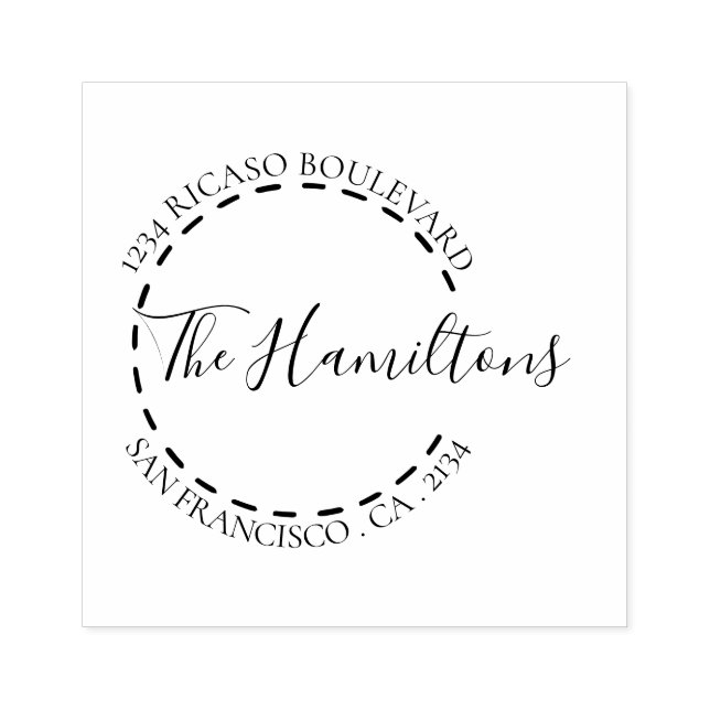 Handwritten Surname Circular Address Personalized Rubber Stamp (Imprint)