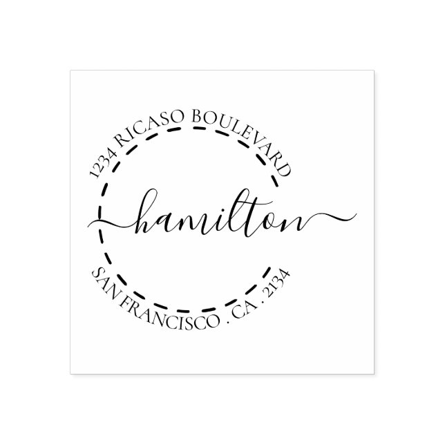 Handwritten Surname Circular Address Personalized Rubber Stamp (Imprint)