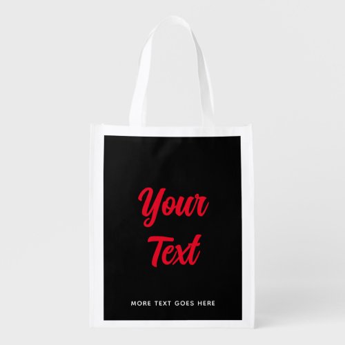 Handwritten Template Add Text Elegant Black Red Grocery Bag