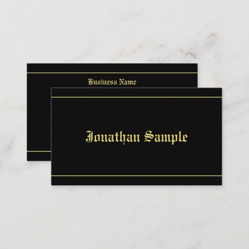 Handwritten Template Old Style Font Black And Gold Business Card