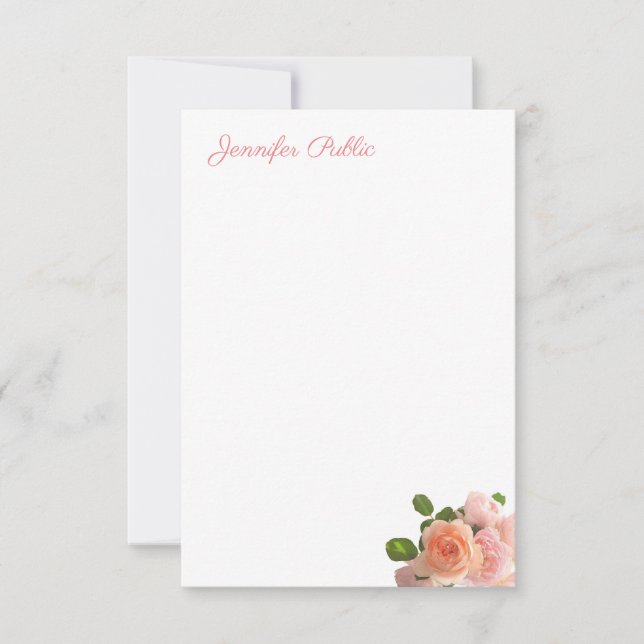 Handwritten Template Watercolor Roses Pastel Color (Front)