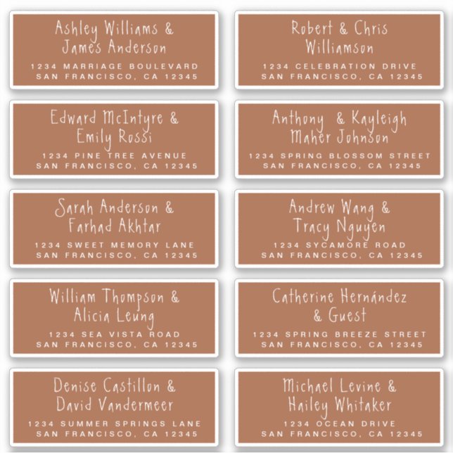 Handwritten TerraCotta Guest Address Labels (Front)