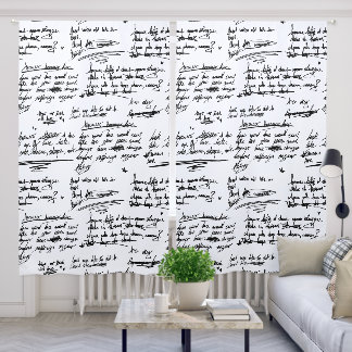 handwritten text letter script scribbles doodles blackout curtains