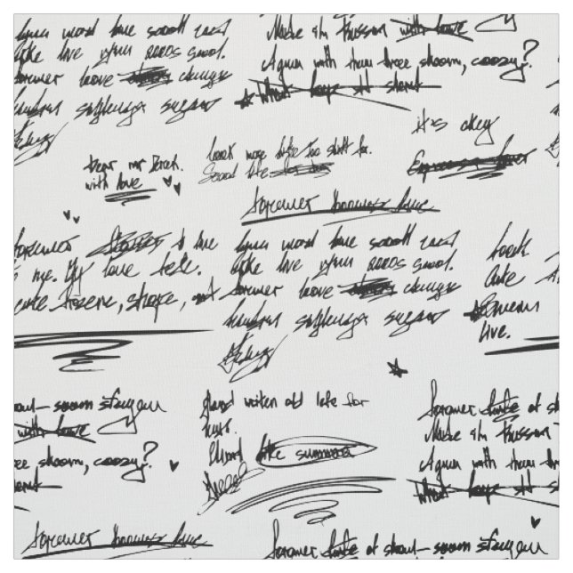 handwritten text letter script scribbles doodles fabric (Swatch)