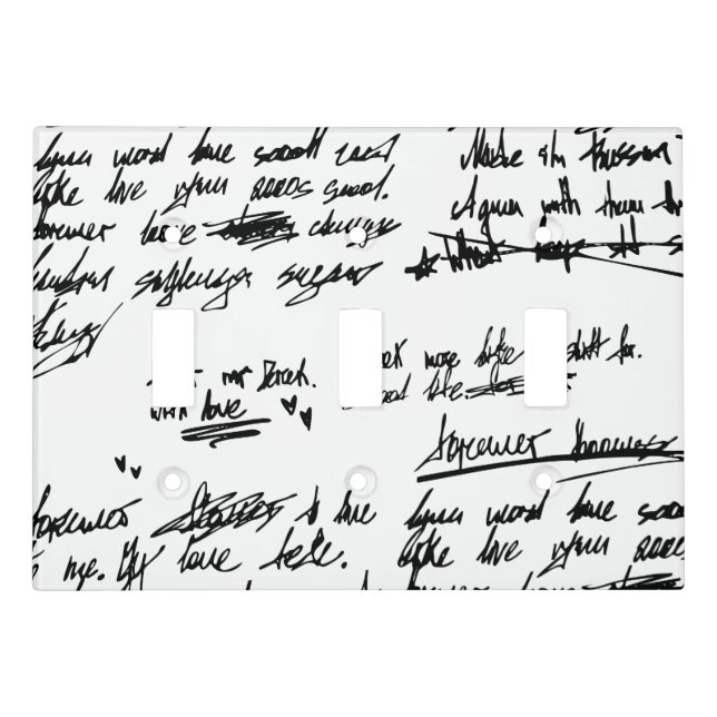 handwritten text letter script scribbles doodles light switch cover (Front)