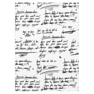 handwritten text letter script scribbles doodles tablecloth