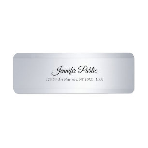 Handwritten Text Silver Elegant Return Address Label