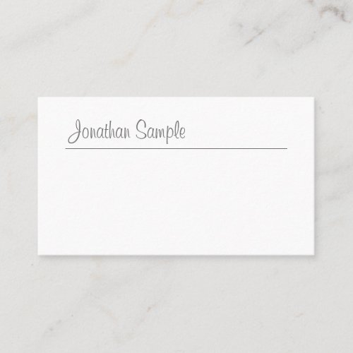 Handwritten Text Stylish Design Minimalist Plain Business Card
