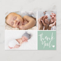 Handwritten Thank You Birth Announcement Photos Postcard