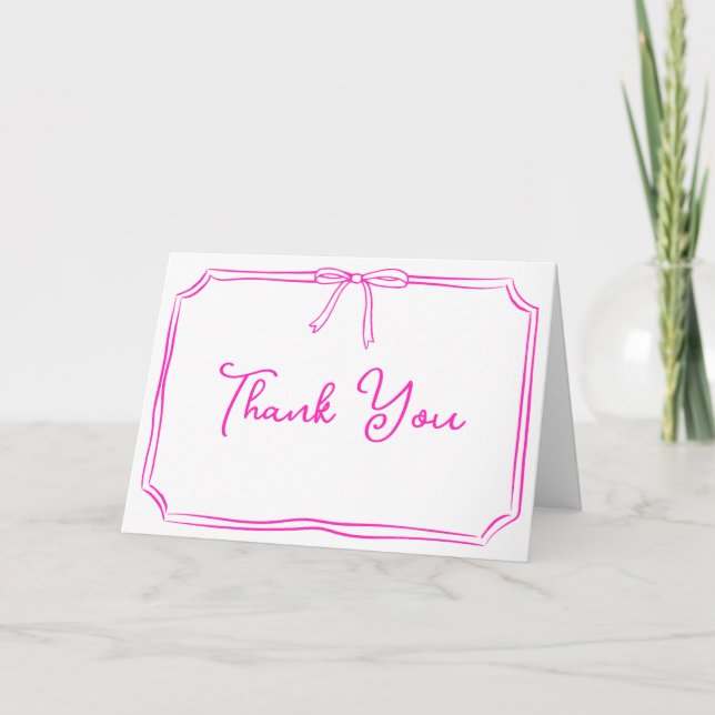 Handwritten Thank You Card Cute Chic Coquette Bow  (Front)