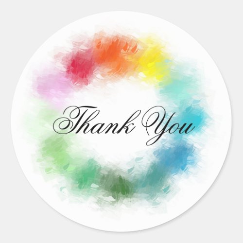 Handwritten Thank You Colorful Template Modern Classic Round Sticker