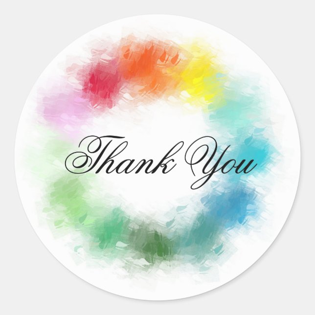 Handwritten Thank You Colorful Template Modern Classic Round Sticker (Front)