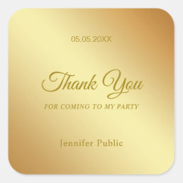 Handwritten Thank You Gold Elegant Template Chic Square Sticker
