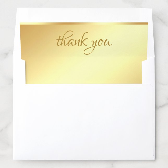 Handwritten Thank You Script Elegant Gold Template Envelope Liner (In Envelope)