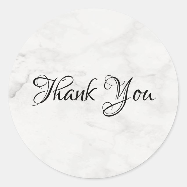Handwritten Thank You Template Modern Marble Chic Classic Round Sticker (Front)