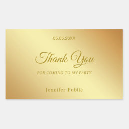Handwritten Thank You Text Gold Template Elegant Rectangular Sticker