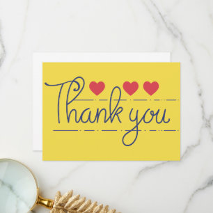 Handwritten Thank You with Hearts Card