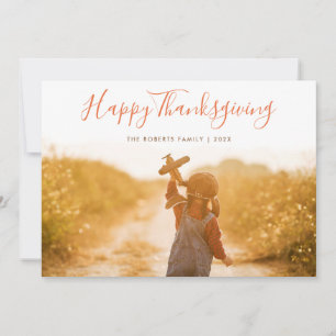 handwritten thanksgiving holiday photo card