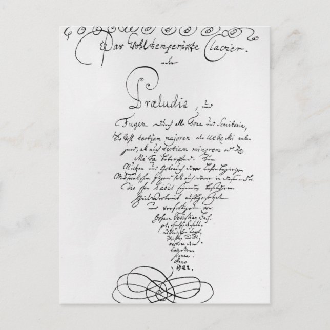 Handwritten Titlepage of The Well Tempered Postcard (Front)