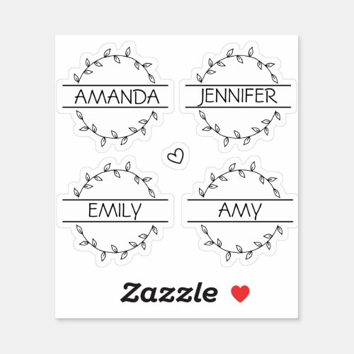 Handwritten Transparent Floral Personalized Name Sticker