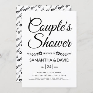 Handwritten typography couple's shower wedding invitation