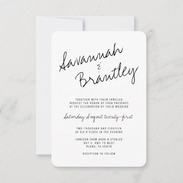 Handwritten Typography Modern Wedding Invitation (Front)