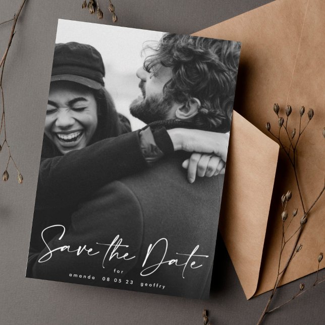 Handwritten Typography White Overlay Photo Save The Date (Creator Uploaded)