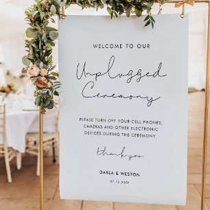 Handwritten Unplugged ceremony wedding sign