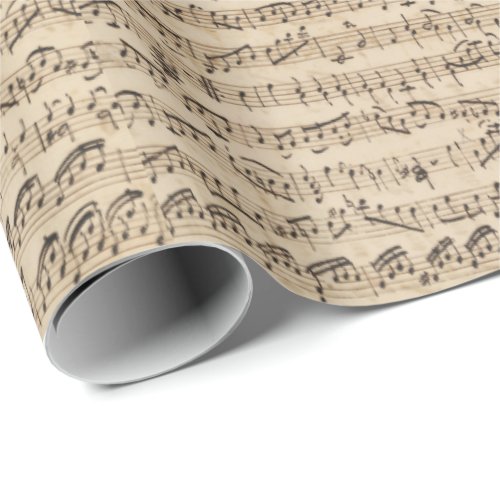 Handwritten Vintage Sheet Music Notes Wrapping Paper