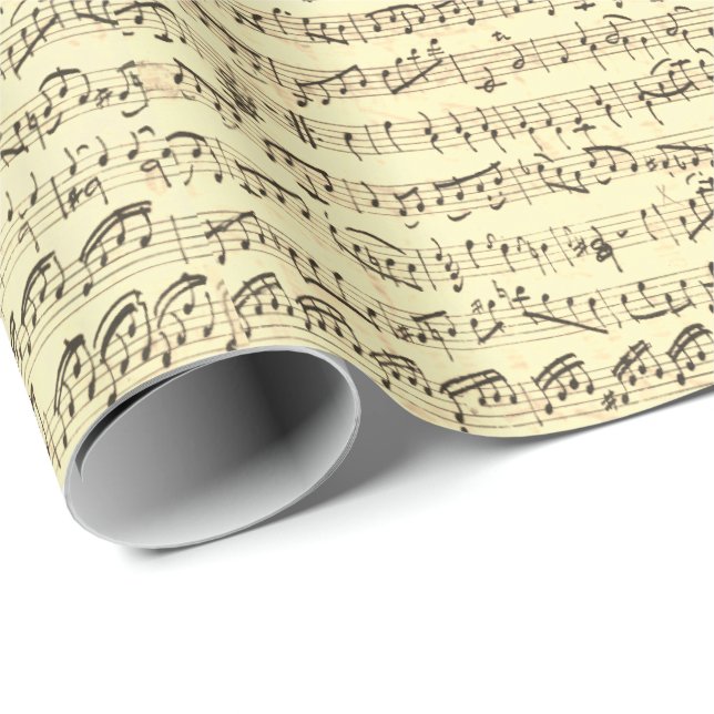 Handwritten Vintage Sheet Music Notes Wrapping Paper (Roll Corner)