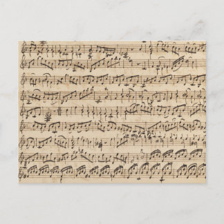 Handwritten Vintage Sheet Music Postcard