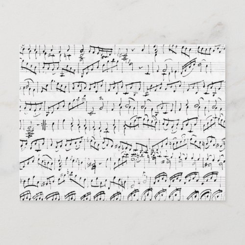 Handwritten Vintage Sheet Music White Postcard