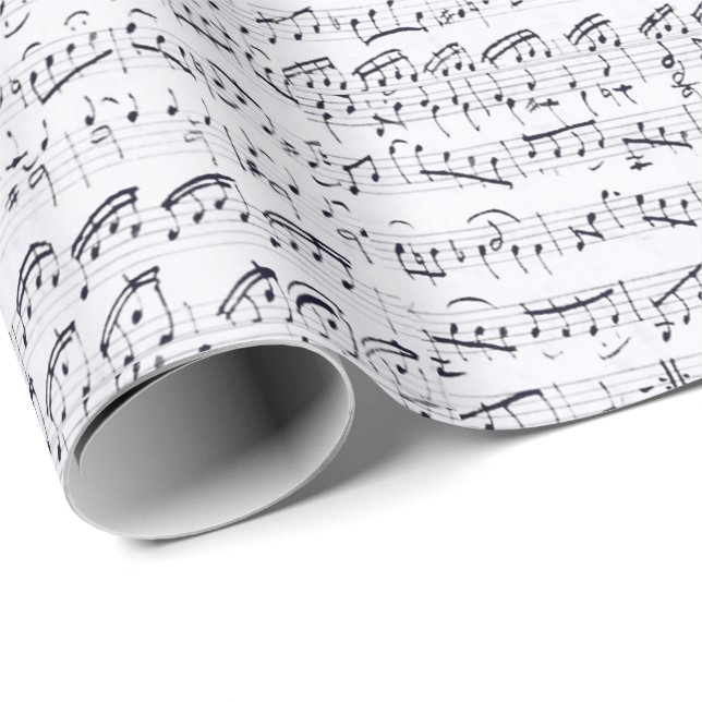 Handwritten Vintage Sheet Music White Wrapping Paper (Roll Corner)
