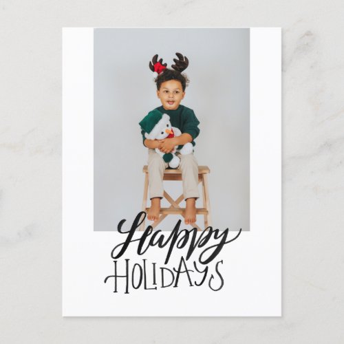 Handwritten Watercolor Kids Photo Happy Holiday Postcard