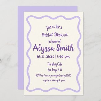 Handwritten Wavy Border Lavender Bridal Shower