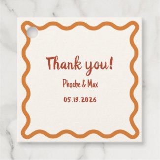Handwritten Wavy Border Thank You 70s Wedding 