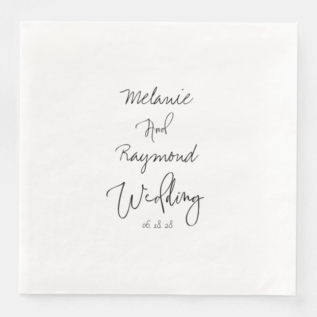 Handwritten Wedding 8" Square Dinner Napkins (Front)