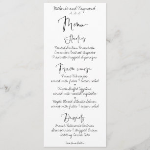Handwritten Wedding Dinner Menu