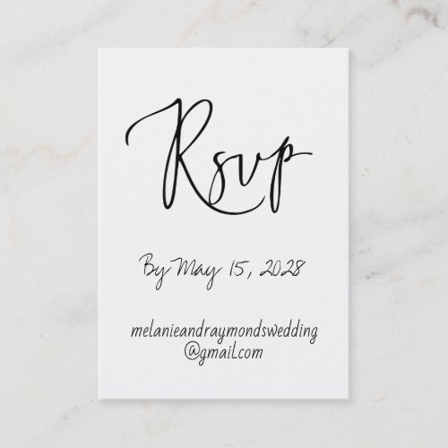 Handwritten Wedding Online RSVP  Online Details Business Card